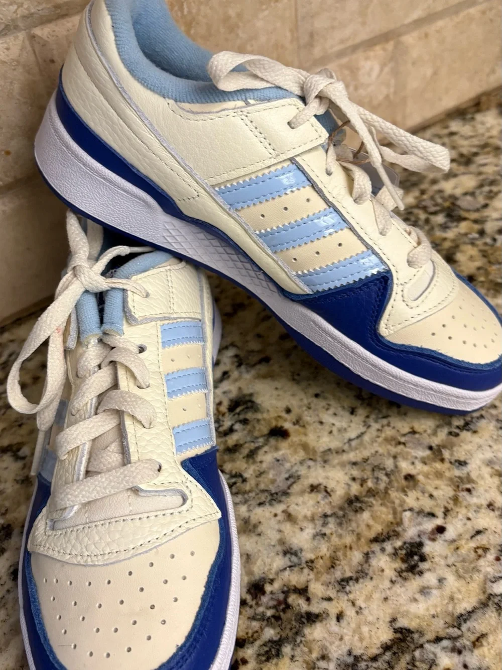 adidas Kids Cream, Light Blue and Blue Sneakers